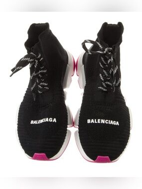 Balenciaga Black and Pink Sock Sneakers